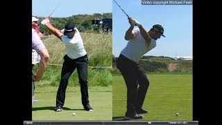 Jon Rahm golf swing  Long Iron faceon amp downtheline July 2017 [upl. by Ettenirt]