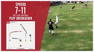 Spread 711 5v5 Flag Football Play Breakdown [upl. by Johnna381]