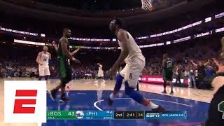 Ben Simmons assists Joel Embiid on massive dunk over Aron Baynes  ESPN [upl. by Ashelman]