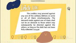 Articles 1215 to 1222  JOINT AND SOLIDARY OBLIGATIONS PART 2 OF 2 [upl. by Stine30]