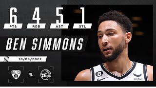 Ben Simmons HIGHLIGHTS from FIRST GAME with Nets [upl. by Esylle737]