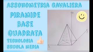 Assonometria cavaliera PIRAMIDE a base quadrata in 2 minuti [upl. by Limoli]