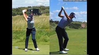 Justin Thomas golf swing  Long Iron faceon amp downtheline July 2017 [upl. by Treble]