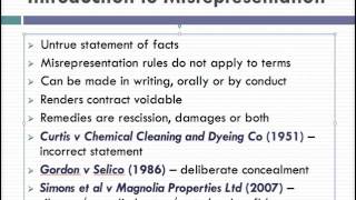 Misrepresentation Lecture 1 of 4 [upl. by Gamal]