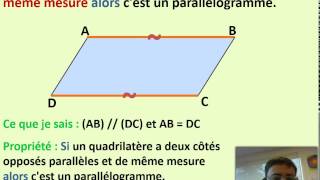 Propriétés réciproques du parallélogramme [upl. by Atkins]