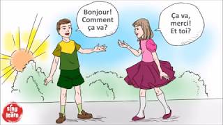 Bonjour comment ça va French greetings song for chidren [upl. by Llemar]